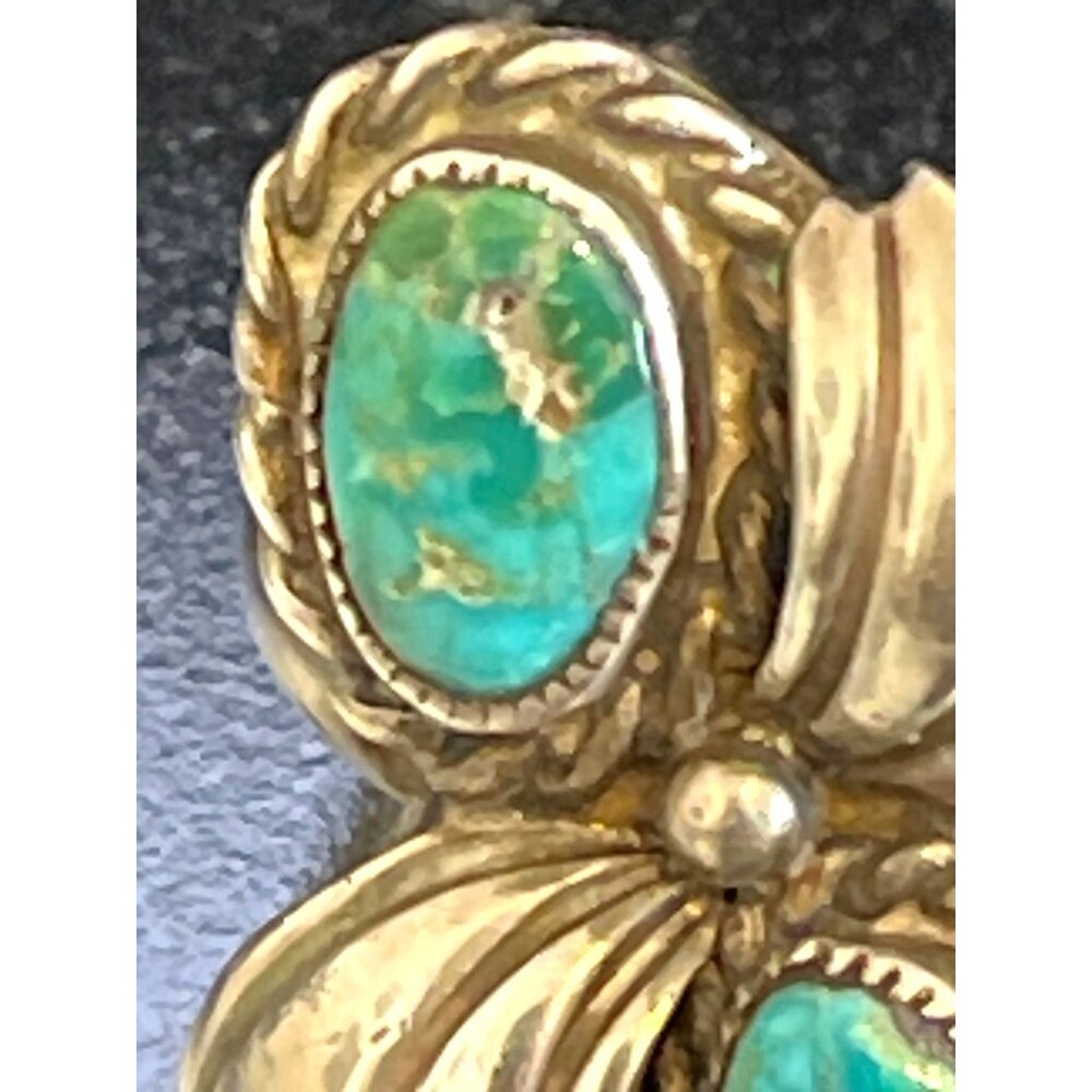 Sterling Silver Turquoise Native American Navajo Ring Size 6.75 Signed ES 8g VTG - Picture 12 of 15
